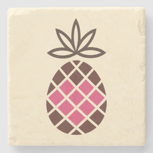 Chocolade-ananas met roze hart stenen onderzetter (Voorkant)