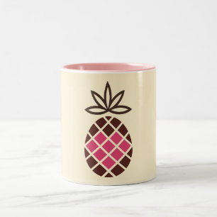 Chocolade-ananas met roze hart tweekleurige koffiemok
