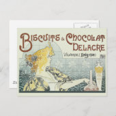 Chocolade Art Nouveau Vrouw Briefkaart (Voorkant / Achterkant)