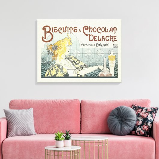 Chocolade Art Nouveau Vrouw Canvas Afdruk (Insitu (Woonkamer))