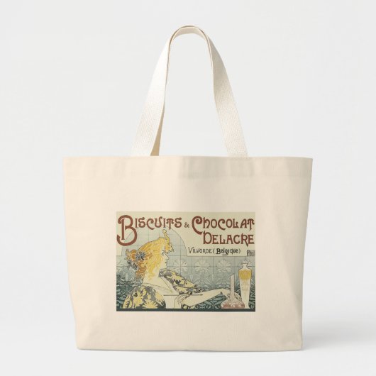 Chocolade Art Nouveau Vrouw Grote Tote Bag (Voorkant)