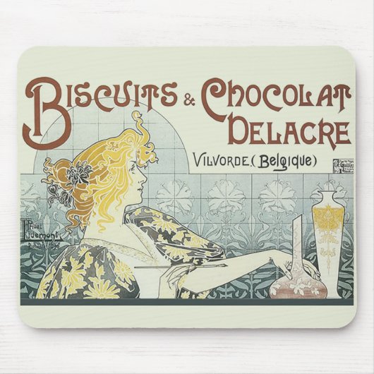 Chocolade Art Nouveau Vrouw Muismat (Voorkant)