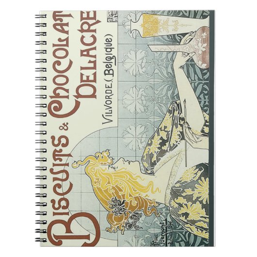 Chocolade Art Nouveau Vrouw Notitieboek (Voorkant)