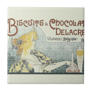Chocolade Art Nouveau Vrouw Tegeltje