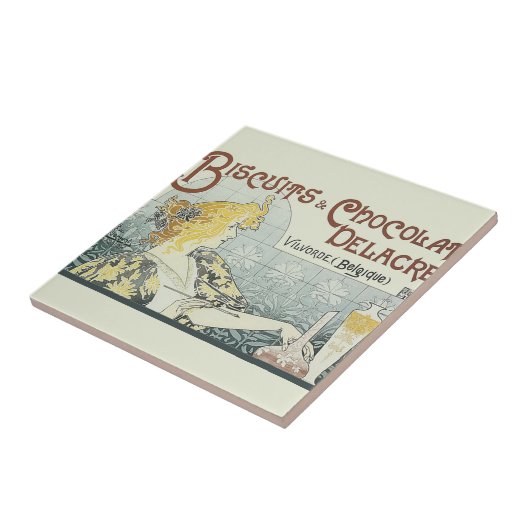 Chocolade Art Nouveau Vrouw Tegeltje (Zijkant)