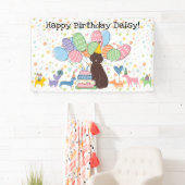 Chocolade Aussiedoodle hond verjaardagsfeestje Spandoek (Insitu)