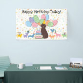 Chocolade Aussiedoodle hond verjaardagsfeestje Spandoek (Beurs)