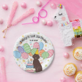 Chocolade Aussiedoodle Verjaardagsfeestje Papieren Bordje (Feest)