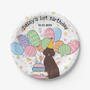 Chocolade Aussiedoodle Verjaardagsfeestje Papieren Bordje