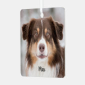 Chocolade Australian Shepherd Puppy Dog Metalen Ornament (Voorkant links)