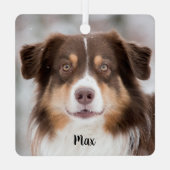 Chocolade Australian Shepherd Puppy Dog Metalen Ornament (Achterkant)