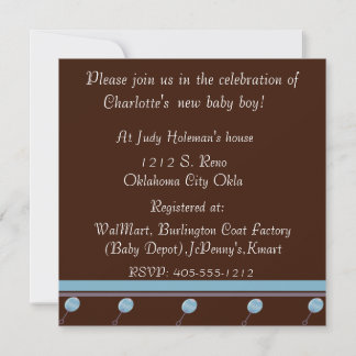 Chocolade Baby Boys Shower Invitation Kaart