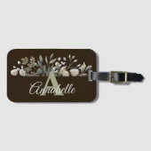 Chocolade-Bagagelabel met zwarte bladeren Bagagelabel (Voorkant (horizontaal))