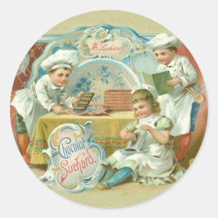Chocolade Bakers Antiek Ronde Sticker