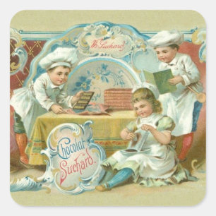 Chocolade Bakers Antiek Vierkante Sticker