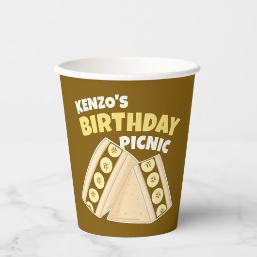 Chocolade Banaan Sandwich Verjaardag Picknick Part Papieren Bekers (Voorkant)