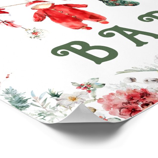 Chocolade Bar Boho Kerst Baby Shower Poster (Hoek)