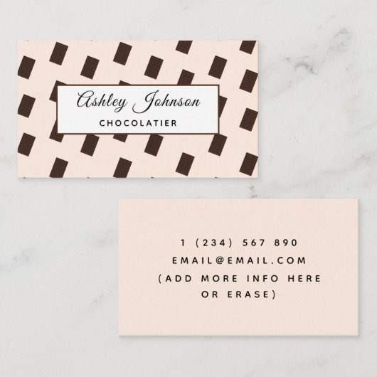 Chocolade Bar Patroon Heerlijk Dessert Eenvoudig Visitekaartje (Voorkant / Achterkant)