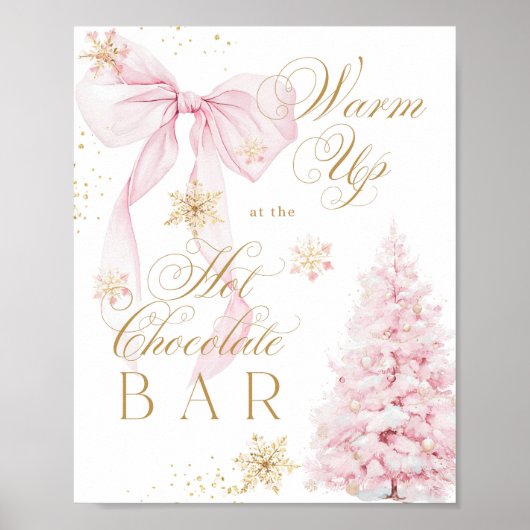 Chocolade Bar Roze Strik Buiten Koud Baby Shower Poster (Voorkant)