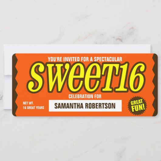 Chocolade Bar Sweet Sixteen Party Invitation Kaart (Voorkant)