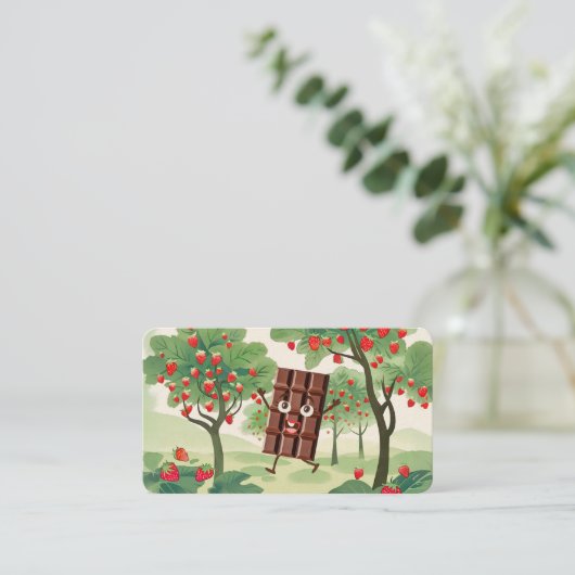 chocolade bedekt met gepelde aardbeiensoorten visitekaartje (Staand voorkant)