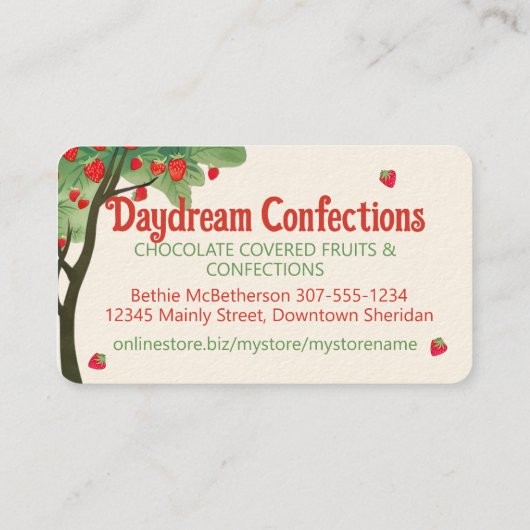 chocolade bedekt met gepelde aardbeiensoorten visitekaartje (Achterkant)