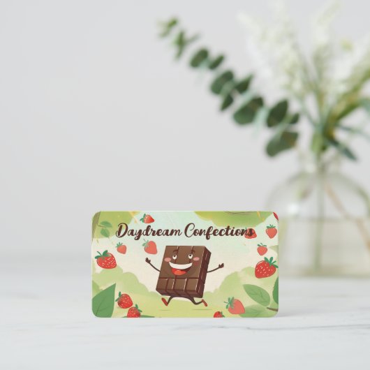chocolade bedekt met gepelde aardbeiensoorten visitekaartje (Staand voorkant)