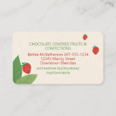 chocolade bedekt met gepelde aardbeiensoorten visitekaartje (Achterkant)