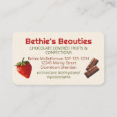 chocolade bedekt met gepelde aardbeiensoorten visitekaartje (Achterkant)