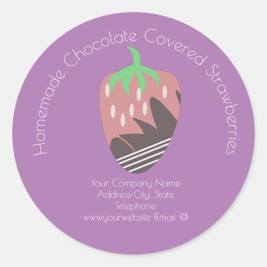 Chocolade Bedekte Aardbei Zakelijk Logo Etiket (Voorkant)