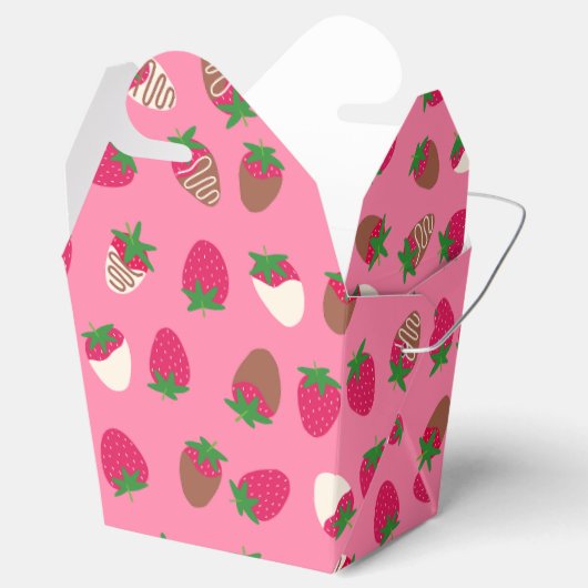 Chocolade bedekte aardbeien Favor / Treat Box Bedankdoosjes (Geopend)