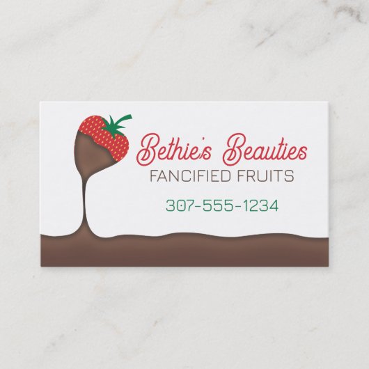 chocolade bedekte aardbeien fruit snoep visitekaartje (Voorkant)