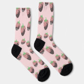 Chocolade bedekte aardbeien roze fruit sokken (Rechts)