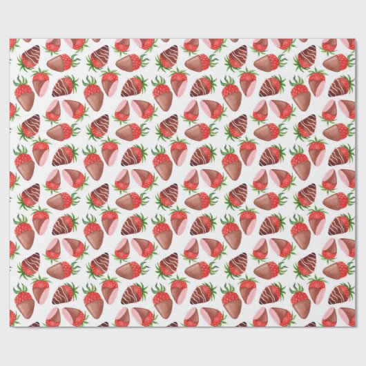 Chocolade bedekte aardbeien Valentijns Cadeaupapier (Vlak)