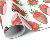 Chocolade bedekte aardbeien Valentijns Cadeaupapier (Rol Hoek)
