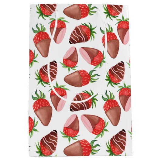 Chocolade bedekte aardbeien Valentijns Medium Cadeauzakje (Voorkant)
