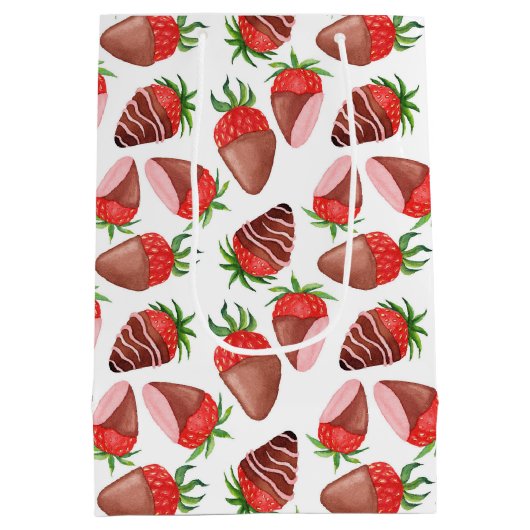 Chocolade bedekte aardbeien Valentijns Medium Cadeauzakje (Achterkant)