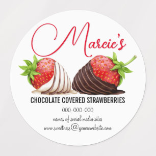 Chocolade bedekte aardbeien verpakkingslabels labels