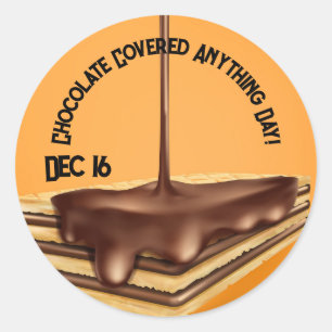 Chocolade bedekte alles dag ronde sticker
