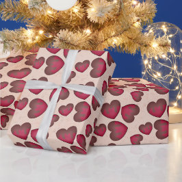 Chocolade bedekte harten cadeaupapier