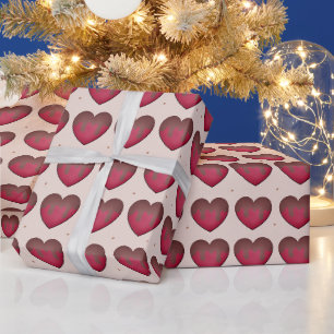 Chocolade bedekte harten cadeaupapier
