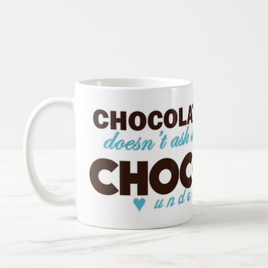 Chocolade begrijpt [blauw] koffiemok (Links)