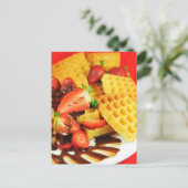 Chocolade Belgische wafel en aardbeien Briefkaart (Staand voorkant)