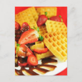 Chocolade Belgische wafel en aardbeien Briefkaart (Voorkant)