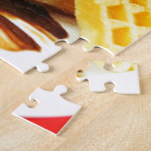 Chocolade Belgische wafel en aardbeien Legpuzzel (Zijkant)