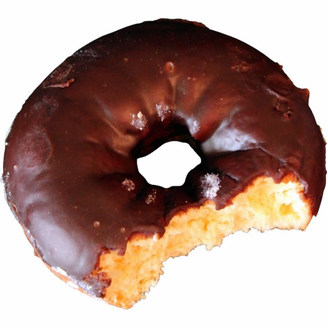 Chocolade Bevroeide gele kachel Donut met bite out Fotobeeldje Sleutelhanger (Voorkant)