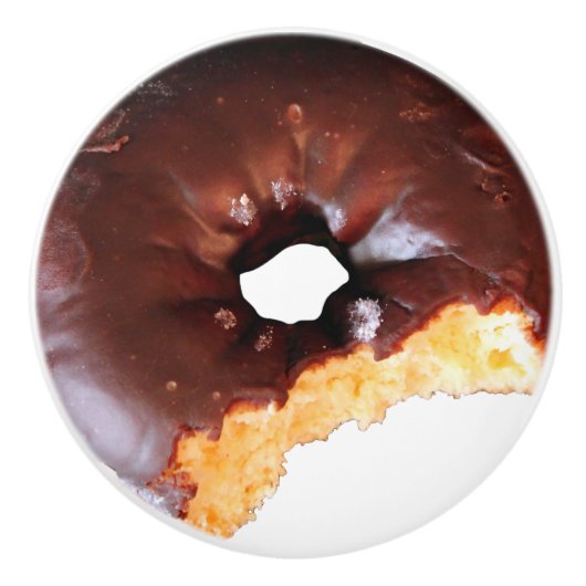 Chocolade Bevroeide gele kachel Donut met bite-out Keramische Knop (Voorkant)