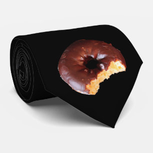 Chocolade Bevroeide gele kachel Donut met bite-out Stropdas