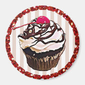 Chocolade, bevroren met Cherry Cupcake Top Magnet (Voorkant)