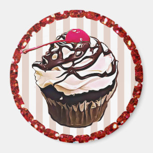 Chocolade, bevroren met Cherry Cupcake Top Magnet